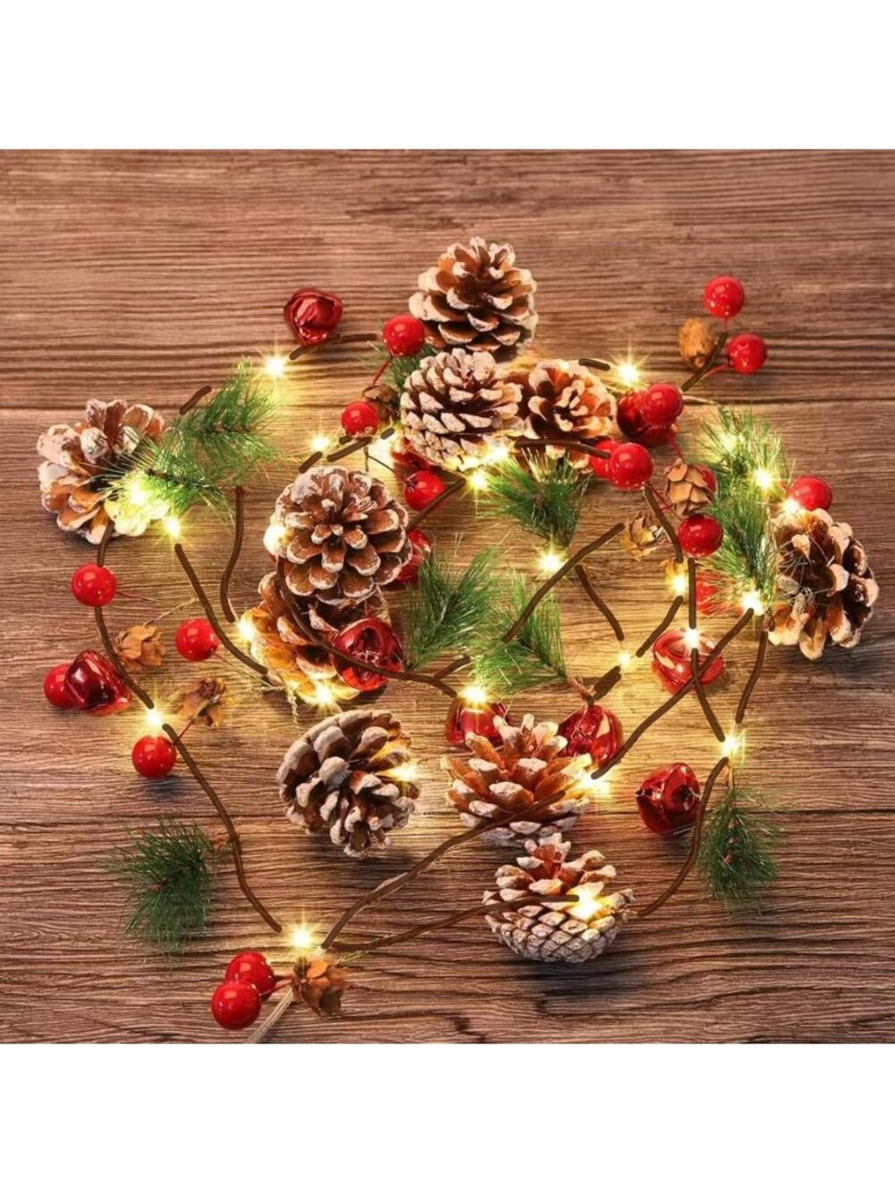New 2Pack of 13FT 40 LED Pine Cone, Garland String Lights for Xmas Decor